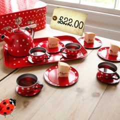 Spotted! Vintage Polka Dot Tin Tea Set!