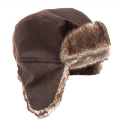 Autumnal Spotted. Brown Fur Chapka Hat from Bibaloo