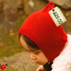 Spotted! Hand Knit Pixie Hat & Mitts. Gorgeous!