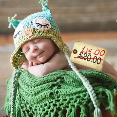 Spotted! Hand Crochet Owl Baby Hat