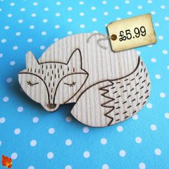 Autumn Spotted – sweetest little wooden fox brooch, under £6!