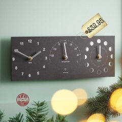 Eco Recycled Moon Phase, Outdoor Clock And Thermometer by ashortwalk #ChristmasGiftGuide