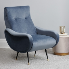 Joyce Armchair Blue Grey Velvet #MothersDay